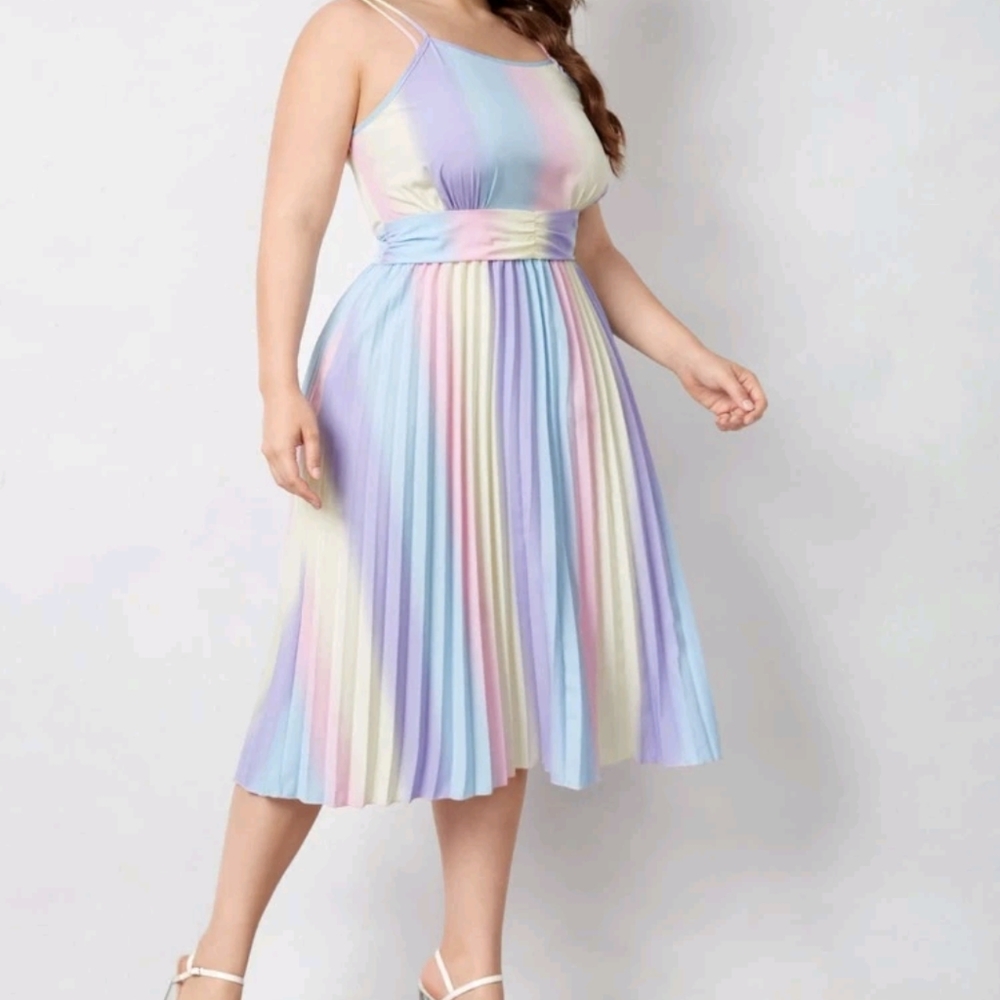 SHEIN Ombre Pleated Hem Cami Dress